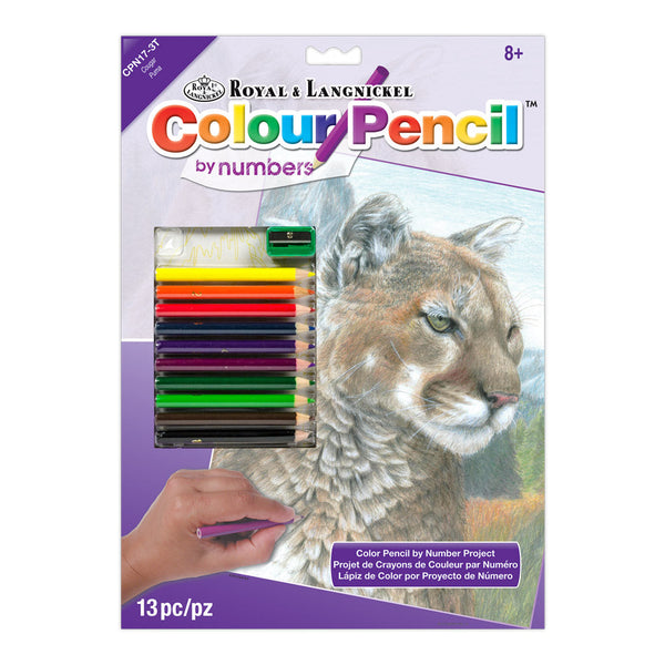 royal and langnickel CPN17 | Colour Pencil by numbers™ 13pc 8.75" x 11.75" Cougar Eyes Project