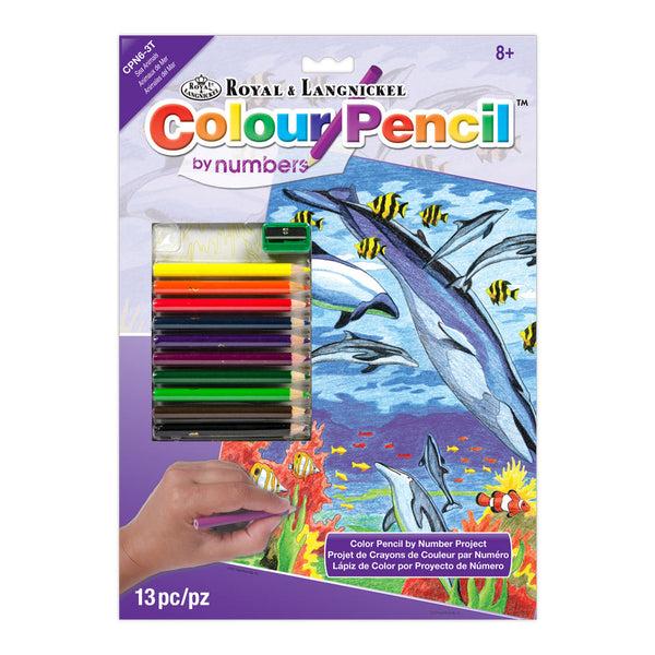 royal and langnickel CPN6 | Colour Pencil by numbers™ 13pc 8.75" x 11.75" Sea Animals Project