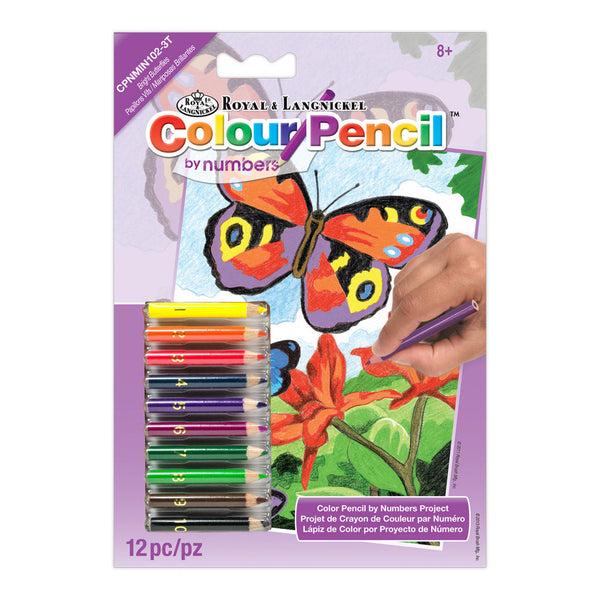 royal and langnickel CPNMIN-102 | Colour Pencil by numbers™ 12pc 5" x 7" Bright Butterflies Project