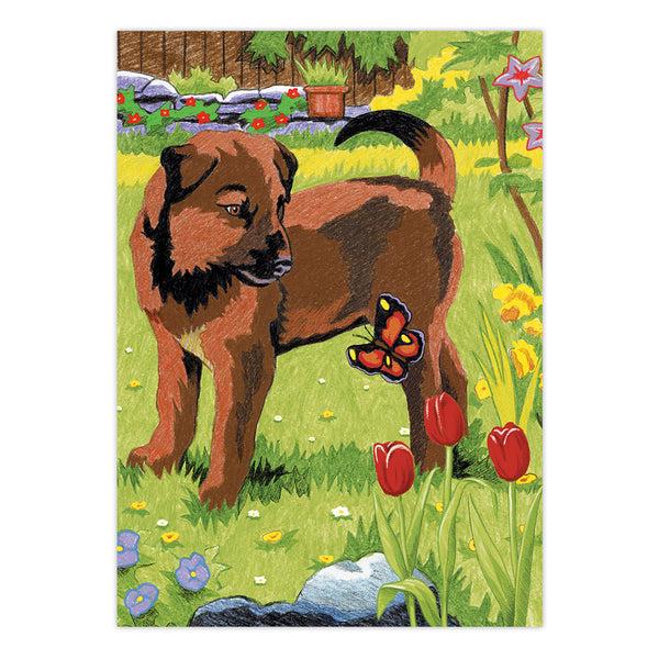 Royal And Langnickel CPNMIN-106 | Colour Pencil By Numbers™ 12pc 5" X 7" Puppy & Butterfly Project