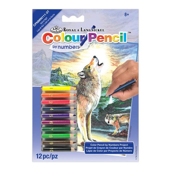 royal and langnickel CPNMIN-111 | Colour Pencil by numbers™ 12pc 5" x 7" Wolves Project