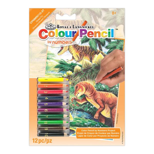 royal and langnickel CPNMIN-112 | Colour Pencil by numbers™ 12pc 5" x 7" Dinosaurs Project