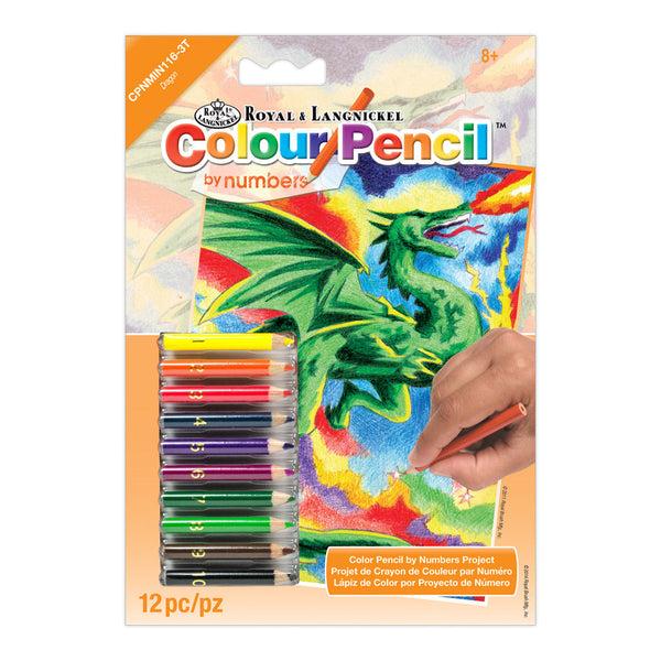 royal and langnickel CPNMIN-116 | Colour Pencil by numbers™ 12pc 5" x 7" Dragon Project