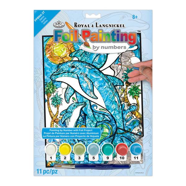 royal and langnickel FPBN-4 | Foil Painting by numbers™ 11pc 8.25" x 10.25" Dolphins Project