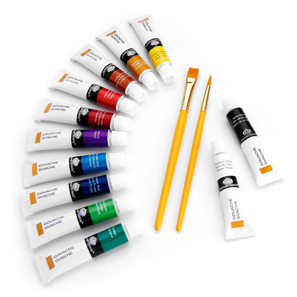 Royal And Langnickel GOU12 Series | Gouache Paint Packs With Brushes - 12 Ml