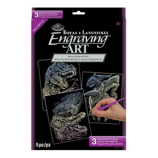royal and langnickel HOLO-SET7 | Engraving Art™ 5pc 3-Project Holographic Foil Set