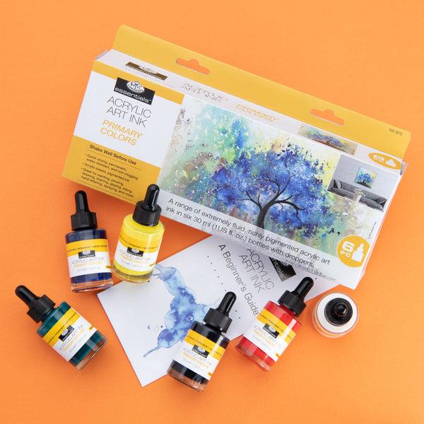 Royal And Langnickel INK-SET2 | Essentials™ 6pc Primary Colors Acrylic Art Ink Bottles