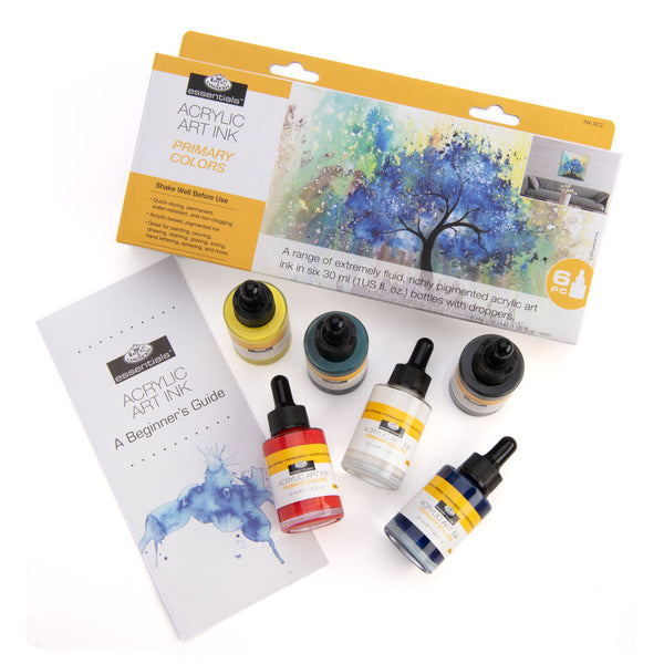 Royal And Langnickel INK-SET2 | Essentials™ 6pc Primary Colors Acrylic Art Ink Bottles