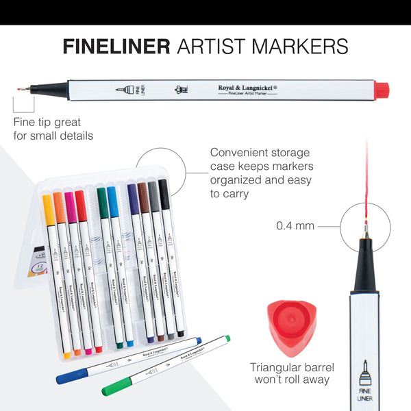 Royal And Langnickel MARK-2101 | 12pc Fineliner Artist Markers