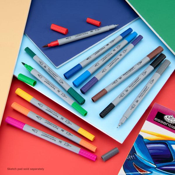 Royal And Langnickel MARK-2201 | 12pc Fineliner And Brush Dual-Tip Artist Markers