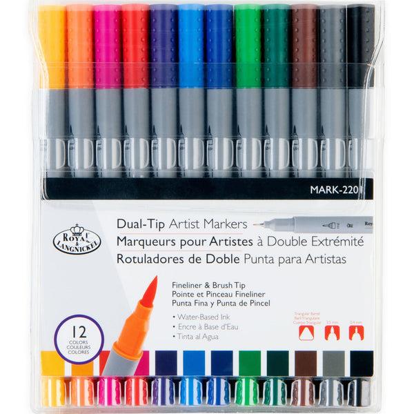 royal and langnickel MARK-2201 | 12pc Fineliner and Brush Dual-Tip Artist Markers