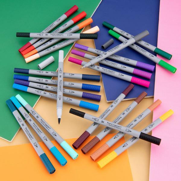 Royal And Langnickel MARK-2202 | 24pc Fineliner And Brush Dual-Tip Artist Markers