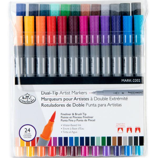 royal and langnickel MARK-2202 | 24pc Fineliner and Brush Dual-Tip Artist Markers