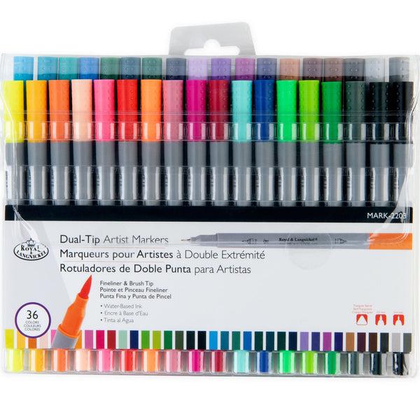royal and langnickel MARK-2203 | 36pc Fineliner and Brush Dual-Tip Artist Markers