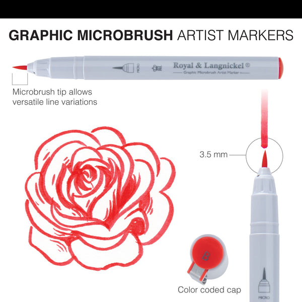 Royal And Langnickel MARK-2301 | 12pc Graphic Microbrush Artist Markers