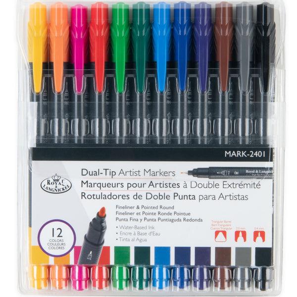 royal and langnickel MARK-2401 | 12pc Fineliner and Pointed Round Dual-Tip Artist Markers