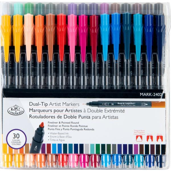 royal and langnickel MARK-2402 | 30pc Fineliner and Pointed Round Dual-Tip Artist Markers