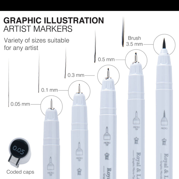 Royal And Langnickel MARK-2501 | 5pc Graphic Illustration Markers