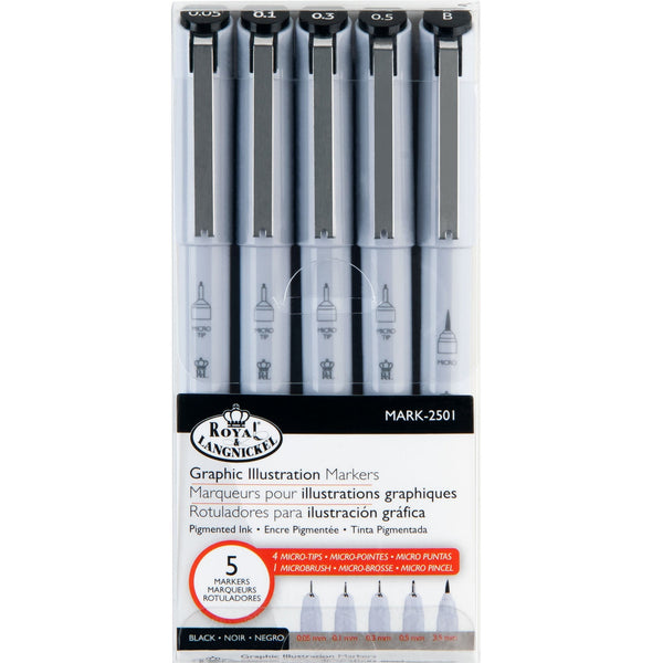 royal and langnickel MARK-2501 | 5pc Graphic Illustration Markers