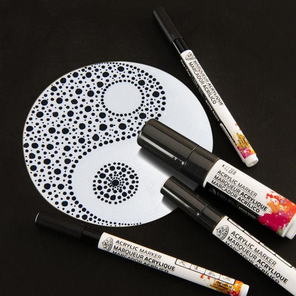 Royal And Langnickel MARK-2701 | 4PC Black Acrylic Paint Markers