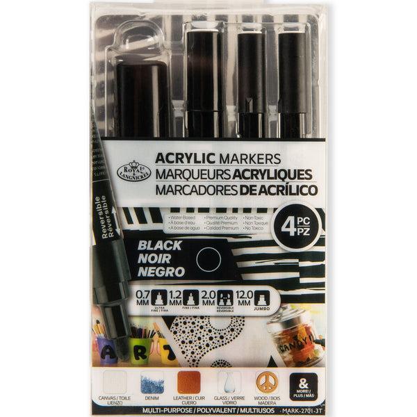 royal and langnickel MARK-2701 | 4PC Black Acrylic Paint Markers