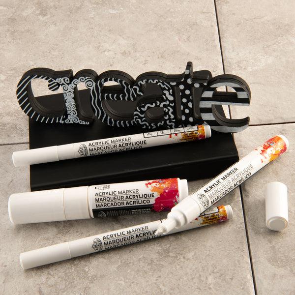 Royal And Langnickel MARK-2702 | 4PC White Acrylic Paint Markers