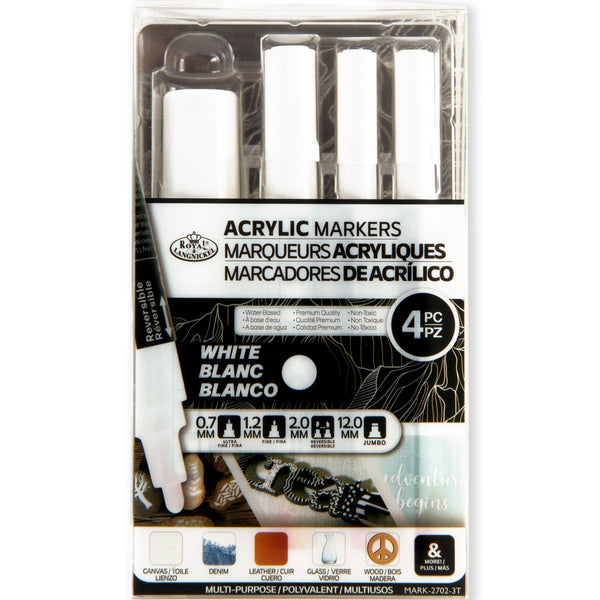 royal and langnickel MARK-2702 | 4PC White Acrylic Paint Markers