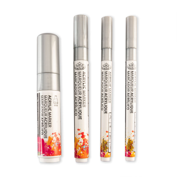 Royal And Langnickel MARK-2704 | 4PC Silver Acrylic Paint Markers