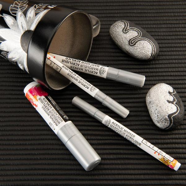 Royal And Langnickel MARK-2704 | 4PC Silver Acrylic Paint Markers