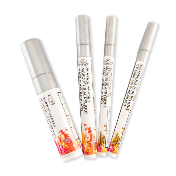 Royal And Langnickel MARK-2704 | 4PC Silver Acrylic Paint Markers