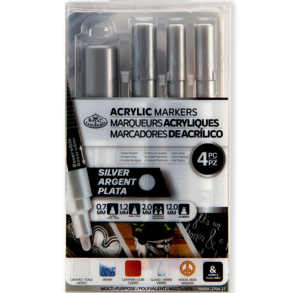royal and langnickel MARK-2704 | 4PC Silver Acrylic Paint Markers