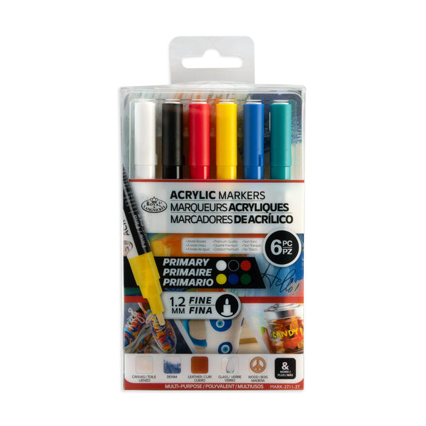 royal and langnickel MARK-2711 | 6PC Acrylic 1.2mm Primary Marker Set