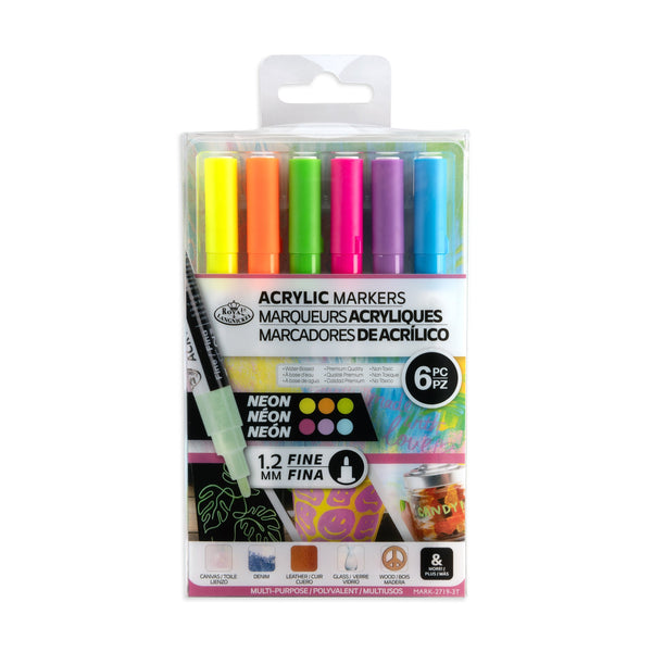 royal and langnickel MARK-2719 | 6PC Acrylic 1.2mm Neon Markers