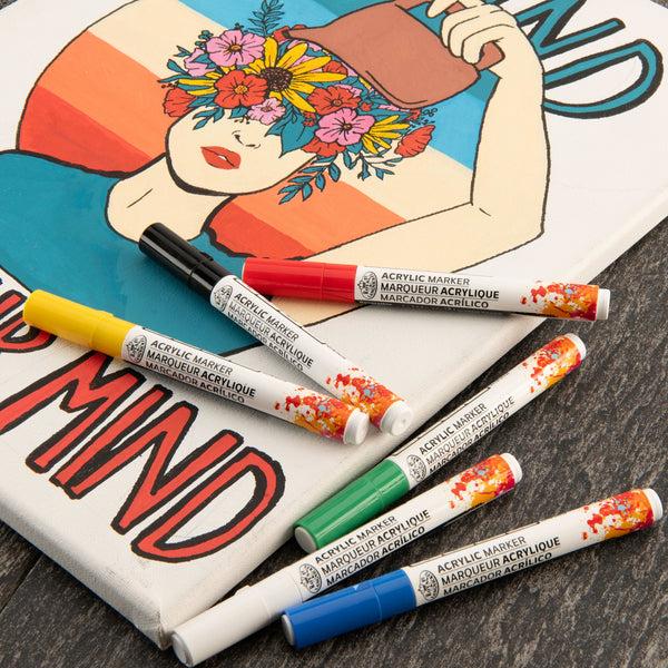 Royal And Langnickel MARK-2721 | 6PC Acrylic 2mm Reversible Tip Primary Markers