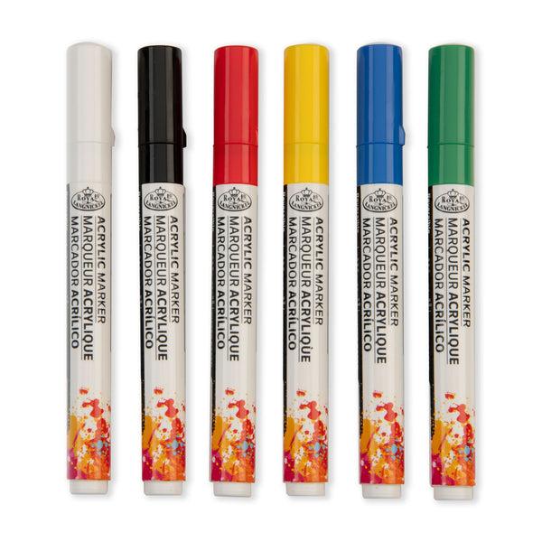 Royal And Langnickel MARK-2721 | 6PC Acrylic 2mm Reversible Tip Primary Markers