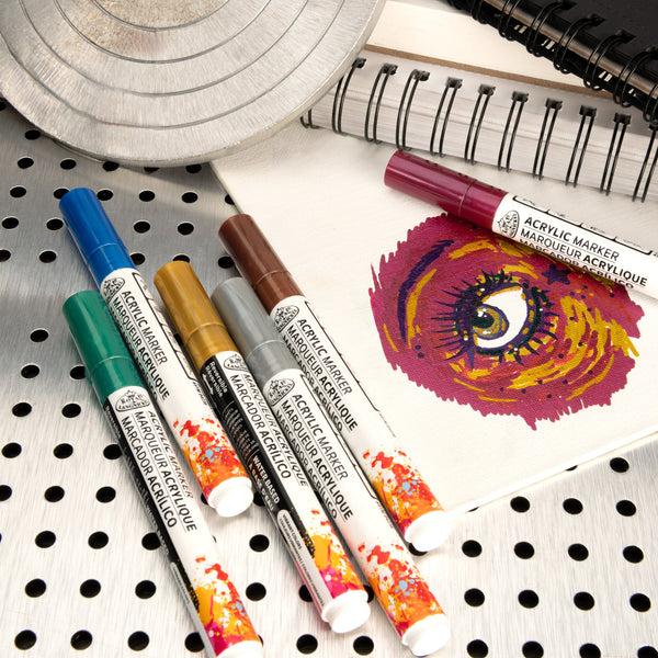 Royal And Langnickel MARK-2729 | 6PC Acrylic 2mm Reversible Tip Metallic Markers