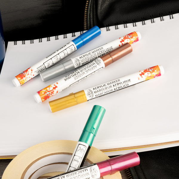 Royal And Langnickel MARK-2729 | 6PC Acrylic 2mm Reversible Tip Metallic Markers