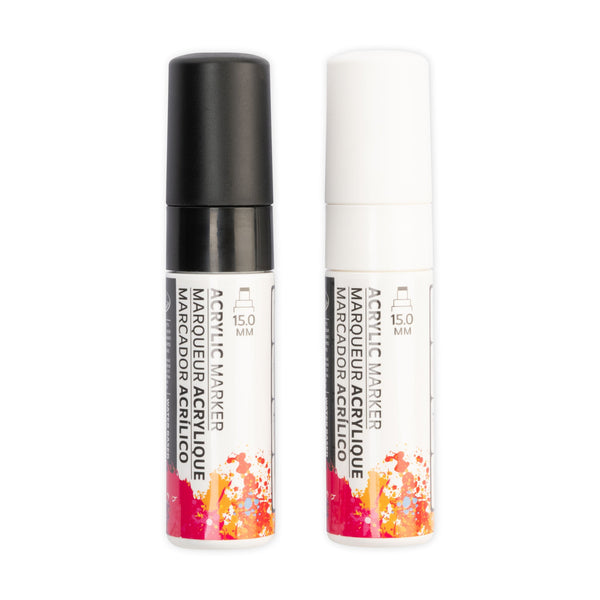 Royal And Langnickel MARK-2734 | 2PC Acrylic 15mm Black/White Markers