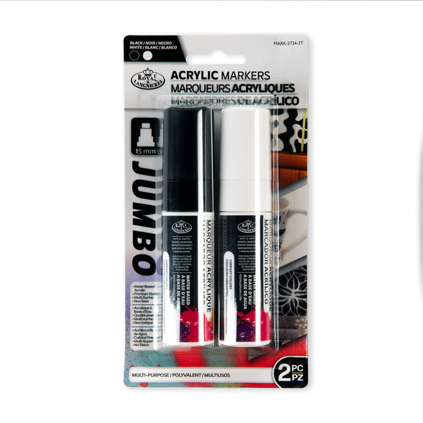 royal and langnickel MARK-2734 | 2PC Acrylic 15mm Black/White Markers