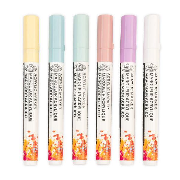 Royal And Langnickel MARK-2782 | 6PC Acrylic 2mm Reversible Tip Pastel Markers