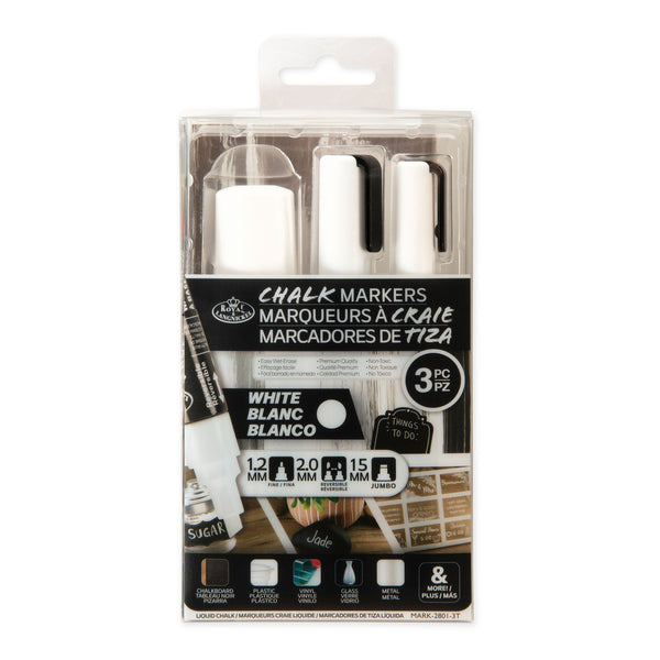 royal and langnickel MARK-2801 | 3PC White Variety Size Chalk Marker Set