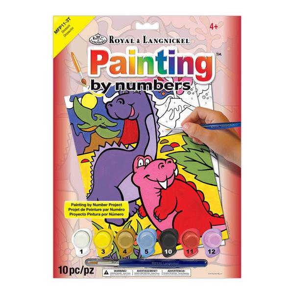 royal and langnickel MFP11 | Painting by numbers™ Children's 10pc 8.75" x 11.75" Dinosaurs Painting Project