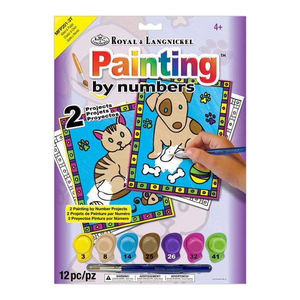 royal and langnickel MFP201 | Painting by numbers™ Children's 12pc 8.75" x 11.75" Kitten & Puppy Project 2-Pack