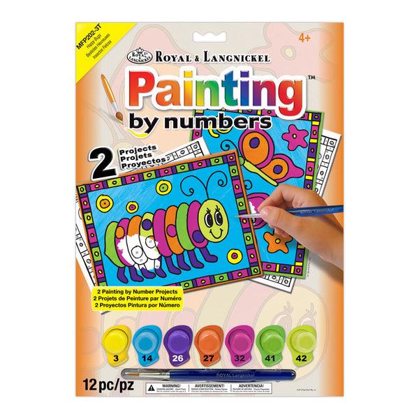 royal and langnickel MFP202 | Painting by numbers™ Children's 12pc 8.75" x 11.75" Happy Bugs Painting Project 2-Pack