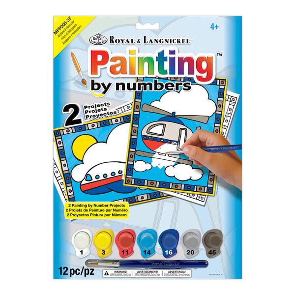 royal and langnickel MFP205 | Painting by numbers™ Children's 12pc 8.75" x 11.75" Airplane & Helicopter Painting Project 2-Pack