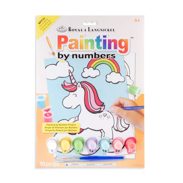 royal and langnickel MFP24 | Painting by numbers™ Children's 10pc 8.75" x 11.75" Unicorn & Rainbow Painting Project