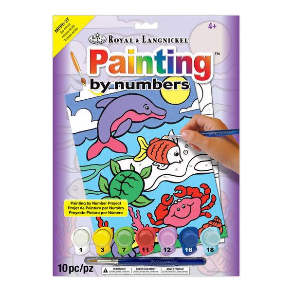 royal and langnickel MFP6 | Painting by numbers™ Children's 10pc 8.75" x 11.75" Sea Animals Painting Project
