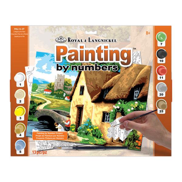royal and langnickel PAL14 | Painting by numbers™ 13pc 11.25" x 13.375" Cottage on the River Painting Project