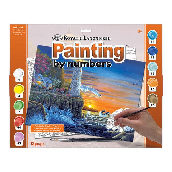 royal and langnickel PAL18 | Painting by numbers™ 13pc 11.25" x 13.375" Waterside Lighthouse Painting Project