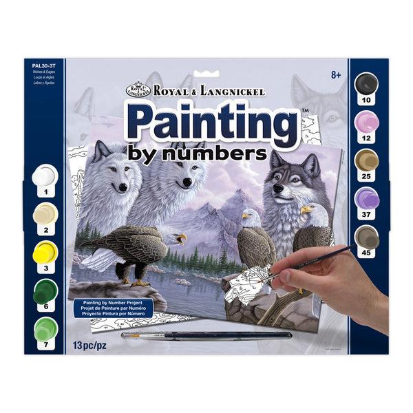 royal and langnickel PAL30 | Painting by numbers™ 13pc 11.25" x 13.375" Wolves & Eagles Painting Project
